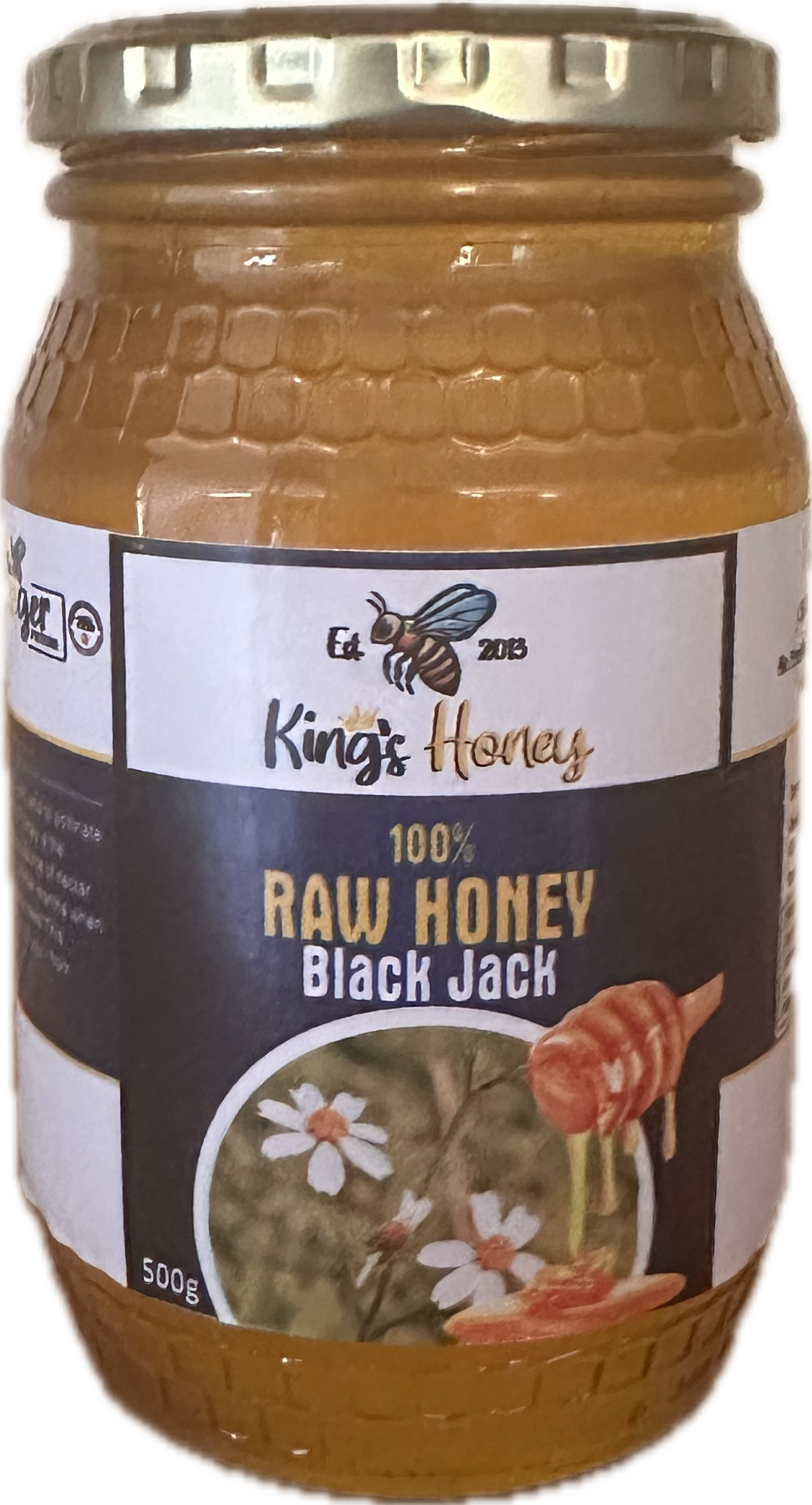 100% Pure Raw Honey 500g in Glass Bottle