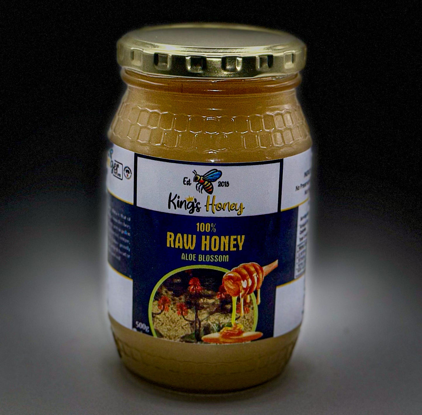 100% Pure Raw Honey 500g in Glass Bottle