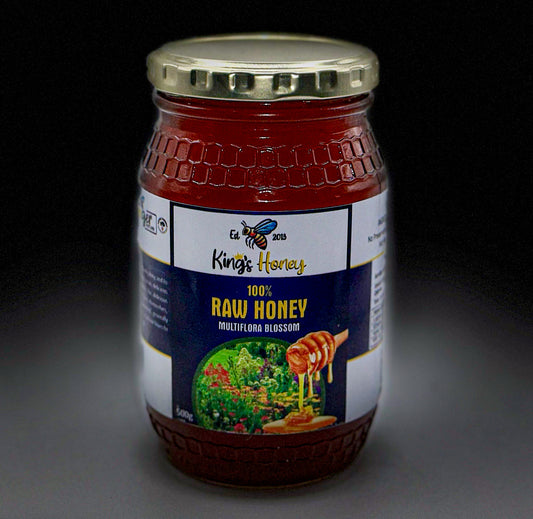 100% Pure Raw Honey 500g in Glass Bottle